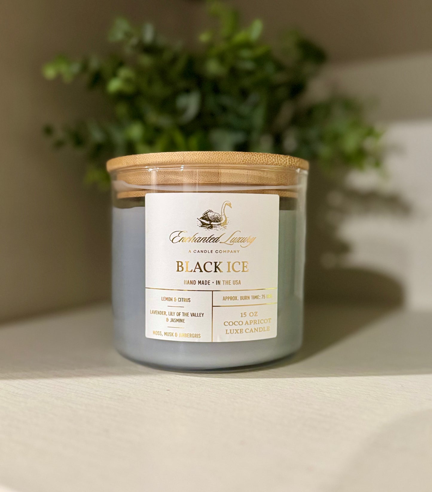 Black Ice Fragrance Soy Candle - Exquisite Blend of Icy Freshness, Citrus, Jasmine & Woodsy Notes