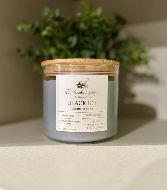 Black Ice Fragrance Soy Candle - Exquisite Blend of Icy Freshness, Citrus, Jasmine & Woodsy Notes