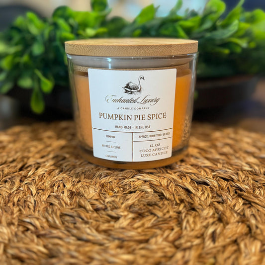 a jar of pumpkin pie spice sitting on a table